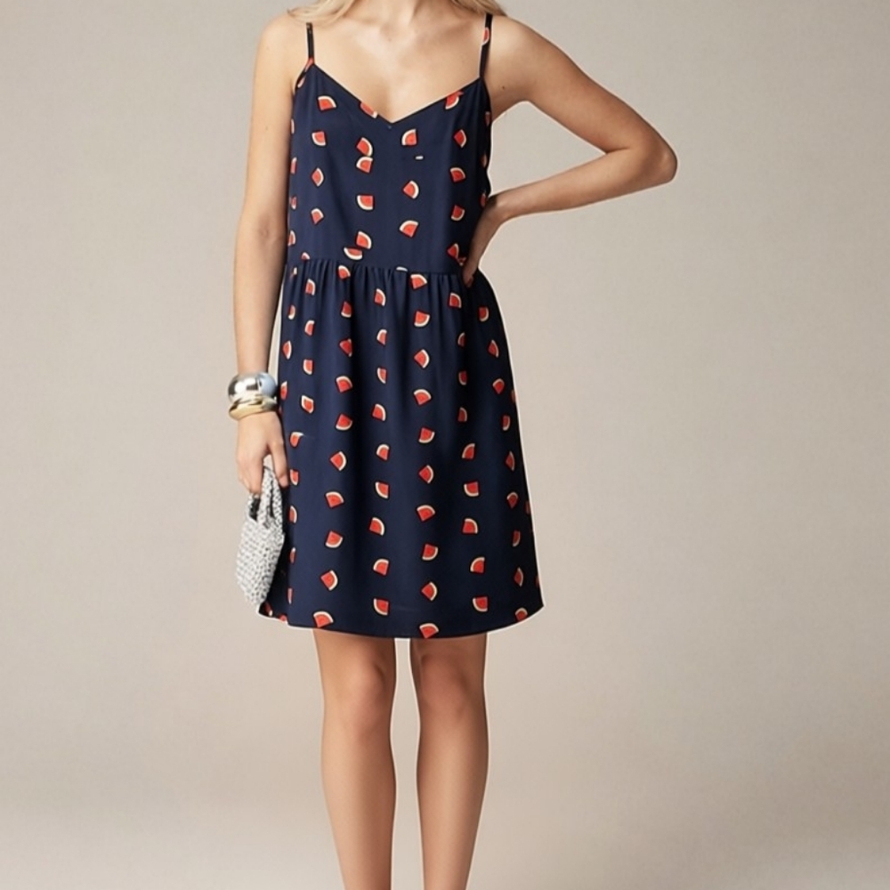 J. Crew Navy Dress with watermelon print